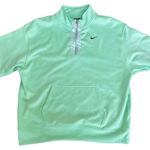 Nike Dri-Fit 1/4 Zip Mint Green Sweatshirt M Fleece Lined Nike Logo - Picture 2 of 13